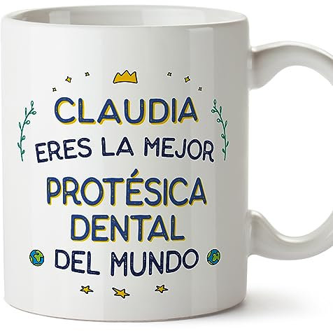 MUGFFINS Tazas Personalizadas para PROTÉSICA DENTAL mujer - En Español - Mejor del Mundo - 11 oz / 330 ml - Regalo Personalizable original y divertido