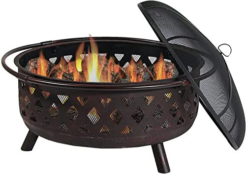 Garten-Feuerstelle für den Außenbereich, große, holzbefeuerte Lagerfeuer-Terrasse und runde Feuerstelle im Hinterhof für Funkenschutz und ideal für den Außenbereich