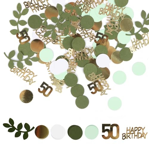 Konfetti Grün Gold, 400 Stück Verlobungsfeier Tischdekoration, Love Thema Party Konfetti Grün Tischstreuer für Party Geburtstag Hochzeit Kinderzimmer Tischplatte Papierfetzen (50 Geburtstag)