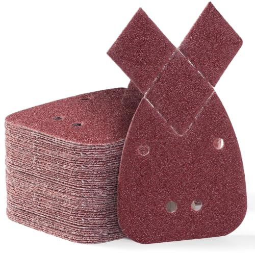 SATC Mouse Sander Pads 80-Piece 40/60/80/120 Grits Mouse Sanding Pads 4 Holes Detail Sander Pads Hook and Loop Mouse Palm Sanding Paper Sandpaper for Mouse Sander