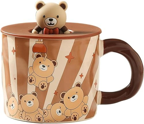 Arawat Oso Taza Con Tapa 3D - Regalo Divertido De Café Y Té En Cerámica 400 Ml - Cumpleaños Para Mujeres, Hombres, Novio