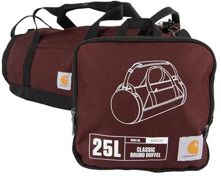 Carhartt Klassische runde Reisetasche mit Mehrzwecktasche, strapazierfähig, wasserabweisend, verstaubar, für Baustelle, Fitnessstudio und Reisen
