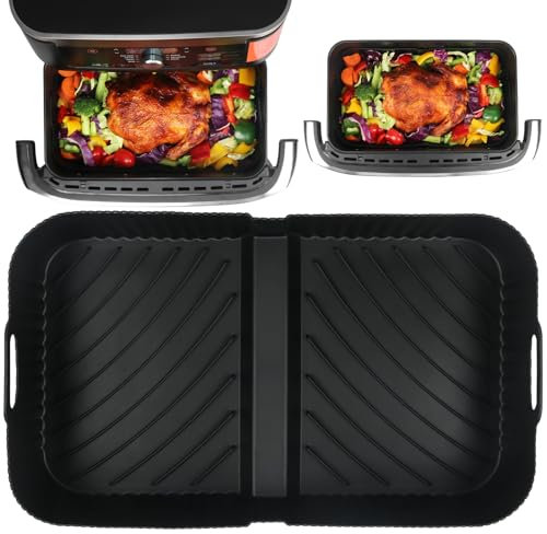 BYKITCHEN Large Air Fryer Silicone Liners for Ninja AF500UK 10.4L, Air Fryer Liners Silicone, Air Fryer Accessories for Ninja Flex Drawer 10.4Litre Megazone Basket, Reusable Airfryer Liner
