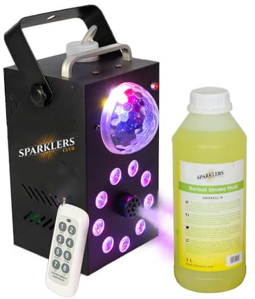 Machine à fumée 700W Effet Astro & 9 LED + Liquide à Fumée - Puissance 700 Watt, Très bon Débit - Temps de chauffe rapide - Réservoir 15cm - Facile à transporter, idéale pour DJ