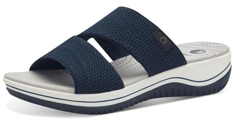Jana Coshy Damen Hallux Pantolette mit Flexibler Sohle Elastisch, Blau (Navy), 37 EU