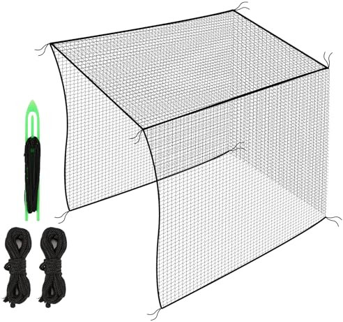 Amazgolf 10x10ft Golf Batting Cage with Quick Installation Tool and Rope, Practice Net for Indoor, Outdoor, Ceiling, Garage, Driver, Golf Simulator, Impact Screen