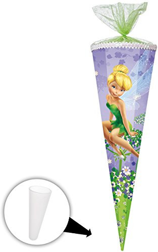 Schultüte - Fairies - Fee Tinkerbell - 22 bis 100 cm - 12-eckig - Organza - Blumenabschluß - Zuckertüte - mit/ohne Kunststoff Spitze - Nestler - Mädchen - T..