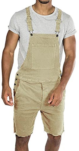 LOIJMK Tuta corta da uomo, in jeans, alla moda, da lavoro, da uomo, alla moda, alla moda, con pettorina, pantaloni in denim, salopette, pantaloni da ragazza, tutina casual, pantaloni corti, giallo.,