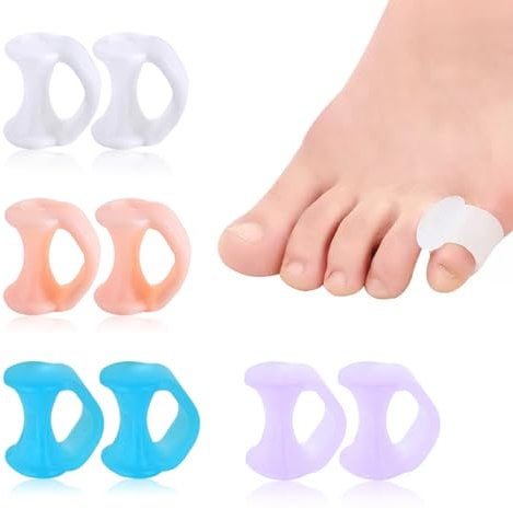 8 Pcs Zehenspreizer Kleiner Zeh,Zehentrenner Damen Silikon Toe Spacer,Gel Zehenkappen,Toes Aligner Zum Hallux Valgus Korrektur Und Hammerzehen,Damen Soft Zehenstrecker für üBerlappende Zehen(4 Farben)