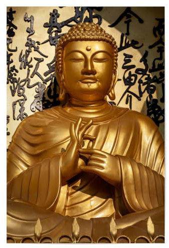 artboxONE Poster 90x60 cm Architektur Goldener Buddha - Bild Buddha Buddha Buddha Statue