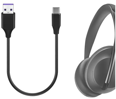 GEEKRIA USB-Kopfhörer, kurzes Ladekabel aus veganem Leder, kompatibel mit Bose QuietComfort, QC Ultra, QC45, 700, Ultra Open Earbuds Ladegerät, USB auf USB-C Ersatz-Ladekabel (30 cm)