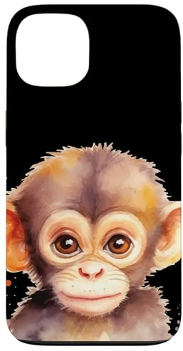 Baby Monkey Watercolor Portrait Chimp Ape Graphic Case for iPhone 13