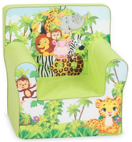 Gomoor Kindersessel ab 1 Jahr - Hellgrüner Jungle - Kindersofa - Spielsofa - Kinder Sessel - Baby Sofa - Bezug aus 100% Baumwolle waschbar - Füllung aus Schaumstoff