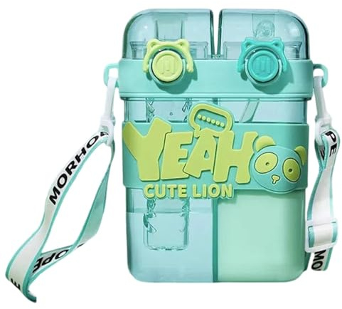 Waterbottle, Water Bottle with Straw, Double Drinking Cup With Compartments, Leakproof Design Water Bottle, Girls Boys Cute Sports Water Cup, Portable Water Bottle for Outdoor, School, Gym, Travel