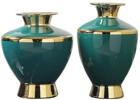 NOLLAM Vase Decoratif Vase en céramique Vert Style Chinois Vase à Fleurs décoratif Salon Porche hôtel Couloir Banquet Table pièce maîtresse rétro décoration de la Maison Mariage