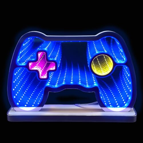 Game Neon Sign Mirror, Powered by USB (10.24X6.8 inch), Game Controller Neon Sign for Gamer Room Decor - LED Gaming Neon Sign for Teen Boy Room Decor, Best Gamer Gifts for Boys, Kids