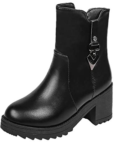 Stivali Donna Stivaletti Invernali Donna Traforati Tacchi Alti Stivaletti Donna con Tacco Stivali Impermeabili Donna Stivali Gomma Donna Stivali Indianini Camperos Donna (Nero, 40)