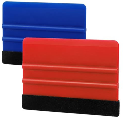 GHPKOTW 2 Stück Rakel Für Folie,Folienrakel Mit Filzkante, Autofolie Magnet Rakel Kunststoff Filz Rakel Mit Filzkante Für Auto, Möbelfolie, Fensterfolie, Folierungs Werkzeug Set（Rot, Blau）