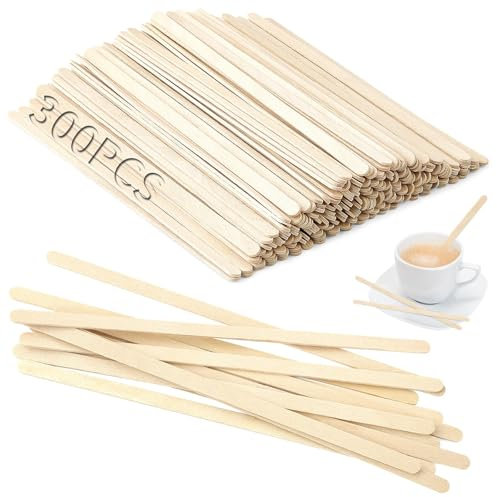 TXXATX 300 Piezas Palitos Cafe Desechables 11 cm Palitos Cafe de Madera Natural Cucharillas Cafe Desechables Resistente al Calor Biodegradable Palos para Manualidades para Café y Te