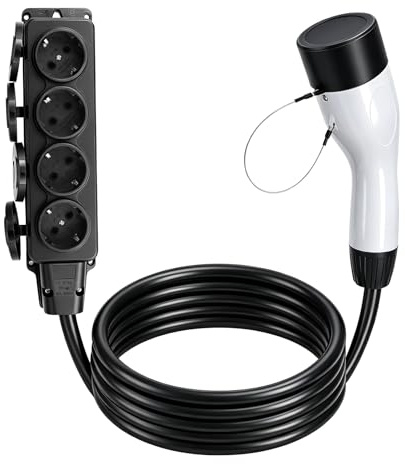 Adaptador de Descarga de Coche de 3,5 Kw 220 V, Atto3 ZS EV Pistola de Descarga con Cable de 3 M, Divisor de Enchufe Europeos de 1 A 4, Enchufe Tipo 2, Adaptador V2L de 16 A para Vehículos de Camping