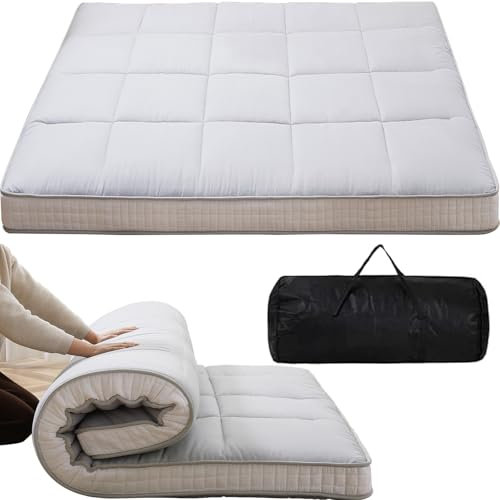 Obqer Futon Matratze klappmatratze 140x200 cm Japanische Bodenmatratze Faltbare matratze Dicke 10cm Atmungsaktive Bodenliege Gästebett für Camping Couch (Grau)
