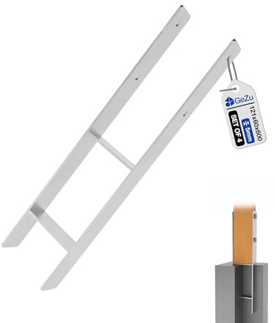 GeZu Impex Support de poteau H 121 x 600 mm | Galvanisé à Chaud Ancre platine bois Pied poteaux clôture