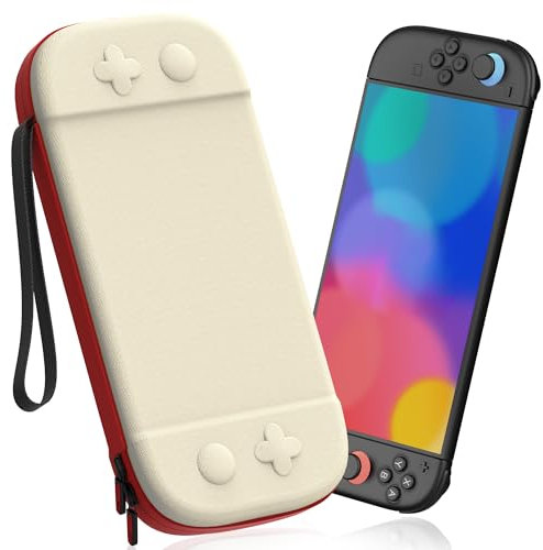 STARTRC GAMES Slim Tasche für Nintendo Switch 2 (2025), Reise Hartschalenkoffer für 12 Spielekassetten, Schutzhülle für Switch 2 Konsole und Spielezubehör - Weiß und Rot