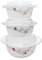 Reldor 3 Pcs Glass Casserole Dishes with Lids, Freezer, Microwave & Dishwasher Safe, Casserole Dish Set with Carry Handles, Break Resistant, Serving Dishes (1 + 1.5 + 2.5 Ltr), Small Rose