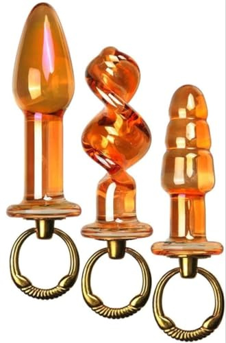 Yerbssk 3er-PackKristallglas Glas Analplug Set,Glatt Transparent Glasplug Butt Plug mit Zugring Glas Dildo Masturbation Analdildo G-Punkt Stimulator Anal Perlen Butt Plug Sexspielzeug Für Männer Fraue