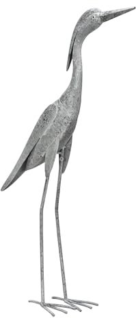 Posiwio ausgefallene dekorative Dekofigur Fischreiher weiß-grau Shabby Optik