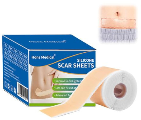 CEWROM Silikon-Narbenblätter, Silikon Narbenfolien, Professionell Silikonpflaster für Narben 4x300cm, Wiederverwendbare Silicone Scar Tape für C-Sektion, Operationen, Verbrennungen, Keloid & Akne