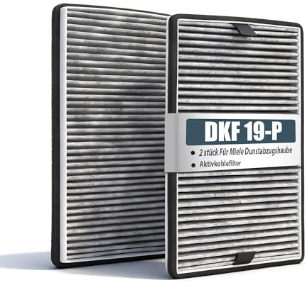 2 Aktivkohlefilter für Miele DKF 19-P DKF 19-1 FWKM-1423 9231860 Dunstabzugshaube filter Kompatibel mit Miele DA 23x0 DA 266x DA 269x DA 35xx DA 36xx