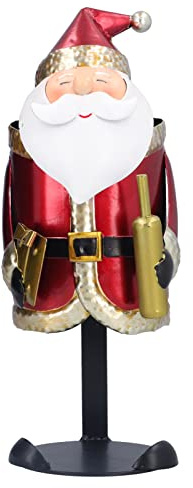 Santa Claus Wine Rack | Innovative Table Decor for Christmas/Birthday/Party | Iron Wine Bottle Holder with Chain | Festive Home & Office Decoration