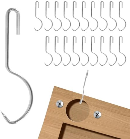 20 Pcs Cabinet Door Painting Hangers 3mm Thicken Metal Hooks for Painting No-Drill Spray Drying Rack Clips for Cabinet Door Brackets Paint Drying Hanging Hooks for DIY Wood Working Tools (20, 3 mm)