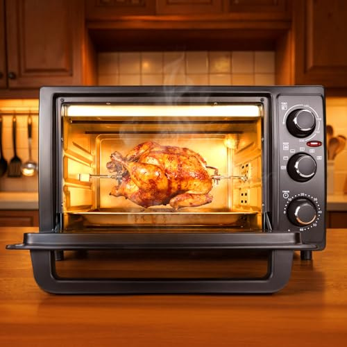 32L Mini Oven, 1500W Extra Large Portable Pizza-Oven with Crispy Roast, Dehydrate, Rotisserie, 9-in-1 Electric Cooker & Grill for Roasting, Baking, Grilling, Toaster & Reheating