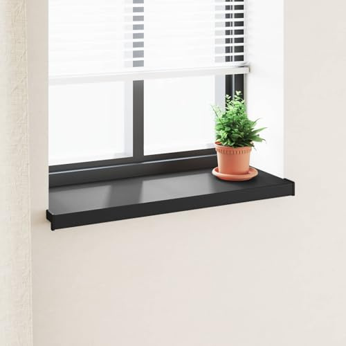 GeenYuu davanzale nero con venature del legno in PVC 60 x 30 x 4,5 cm, impermeabile e facile da pulire, per interni ed esterni, facile montaggio senza foratura