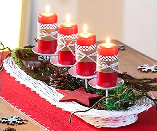 Unbekannt Kerzentablett Adventskranz Kerzenteller Dekorationsschale Rattan weiß NEU