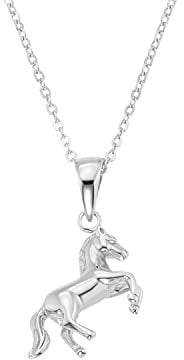 Amor Kette mit Anhänger 925 Sterling Silber Mädchen Kinder Halsschmuck, 35+3 cm, Silber, Pferd, Kommt in Schmuck Geschenk Box, 2021181