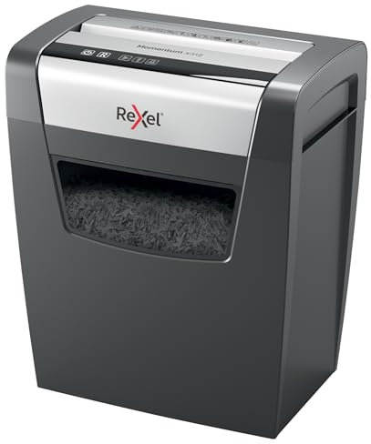 Rexel Aktenvernichter Momentum Slimline X312-SL, Partikelschnitt, 13-12 Blatt A4 (70-80 g/m²) Kapazität, Sicherheitsstufe P3, 23L Abfallbehälter, Schredder, schwarz, 2104574EU