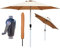 GlamHaus Garden Parasol Tilting Table Umbrella, UV40+ Protection, 2.7m, Includes Protection Cover, Crank Handle, Gardens and Patios - Robust Aluminium - (Khaki Sand)