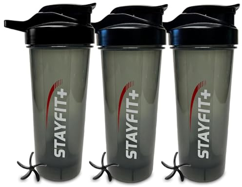 Stayfit Classic Loop Lot de 3 shaker à protéines avec boucle, 680 ml