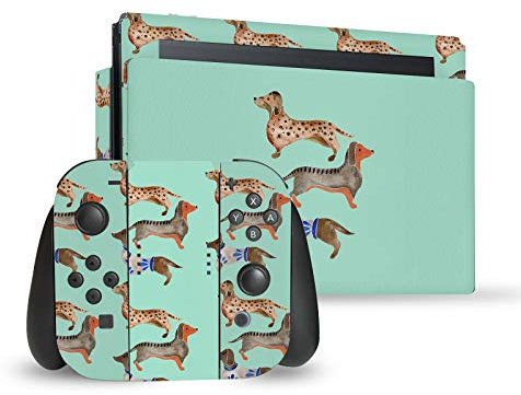 Head Case Designs Offizielle Zugelassen Cat Coquillette Dachshunde Kunst Mix Vinyl Haut Gaming Aufkleber Abziehbild Abdeckung kompatibel mit Nintendo Switch Console & Dock & Joy-Con Controller Bundle