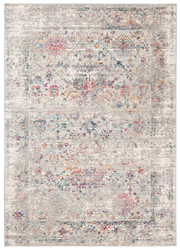 Carpeto Rugs Teppich Wohnzimmer Kurzflor Vintage Look Abstraktes Orientalisch Muster - Niedrigflor Teppich für Wohnzimmer, Schlafzimmer, Esszimmer - Versch. Größen Grau 240 x 330 cm