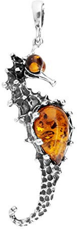 Anhänger - Seepferd - Silber 925/000 - Bernstein