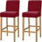 Dimatic Samt Plüsch Stuhl Abdeckung Theke Pub Bar Hocker Stuhl Slipcover für Esszimmer Cafe Barhocker Slipcover Möbelschutz Anti-Rutsch-Bezug mit elastischem Boden, 2er Set, Rot