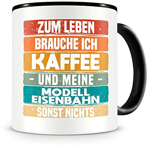 Samunshi® Modelleisenbahn Tasse mit Spruch Kaffee und Modelleisenbahn Geschenk für Modelleisenbahn Fans Kaffeetasse groß Lustige Tassen zum Geburts