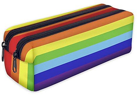 Mäppchen Federtasche Schlamperbox Federmäppchen Schüleretui Stiftemappe mit Zwei Reißverschlüssen Regenbogen [107]