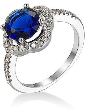 Banemi Ringe Frauen Weißvergoldeter, Femo Ring Violett Zirkonia Runden Damen Partyschmuck Größe 60 (19.1)