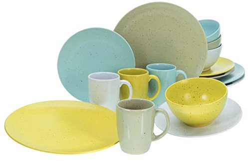 CreaTable, 23843, Serie Jona, 16-teiliges Geschirrset, Kombiservice aus Steingut, spülmaschinen- und mikrowellengeeignet, Qualitätsproduktion