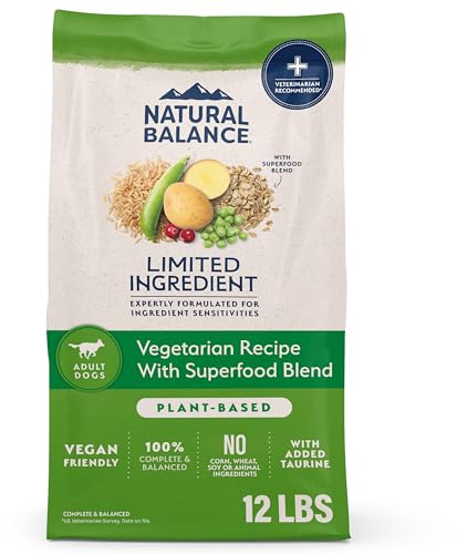 Natural Balance Limited Ingredient Adult Dry Dog Food with Vegan Plant Based Protein and Healthy Grains, Vegetarian Recipe, 12 Pound (Pack of 1)